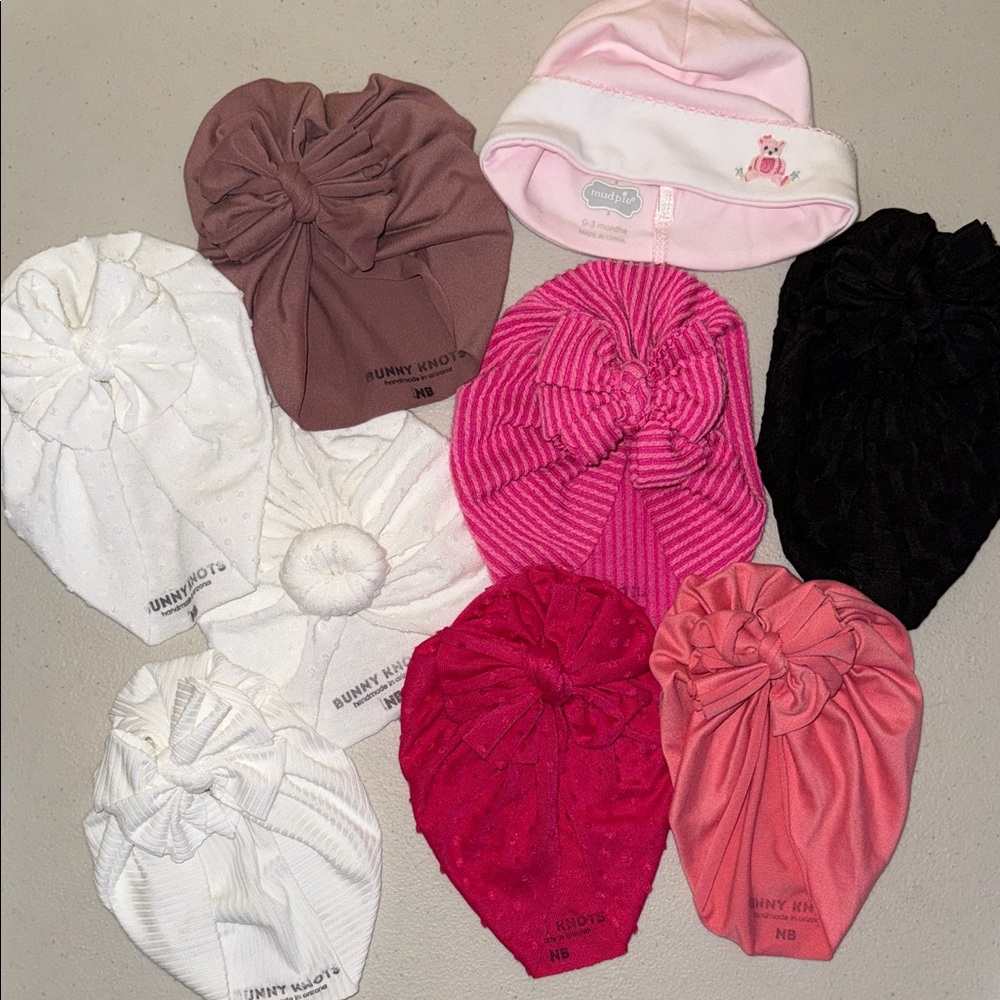 Kids Turban and Hat Set - Pink, White, Black, Brown